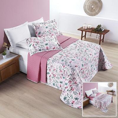 Cobre Leito + Jogo De Cama Avere 200 Fios Solteiro 05 Peças 100% Poliéster - Bothanica