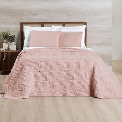 Cobre Leito Arcos 200 Fios King 03 Peças 100% Poliéster - Sal Rosa