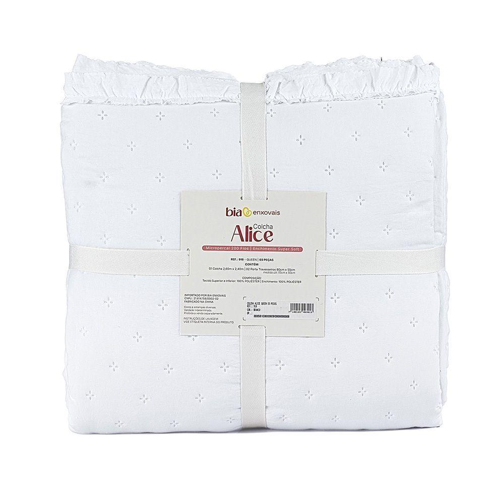 Colcha Alice 200 Fios Queen 03 Peças 100% Poliéster - Branco - 3