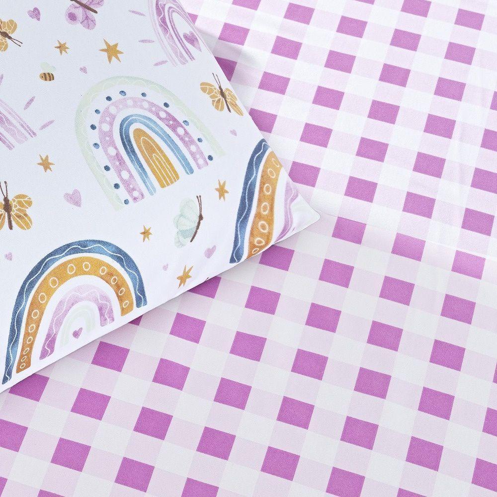 Kit Cobre Leito + Jogo De Cama Tutti Kids 200 Fios Solteiro 04 Peças 100% Poliéster - Rainbow - 6