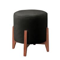 Puff Banqueta Thor Luxo Madeira Maciça Castellar Móbile Corino Preto - 1