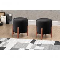 Puff Banqueta Thor Luxo Madeira Maciça Castellar Móbile Corino Preto - 7