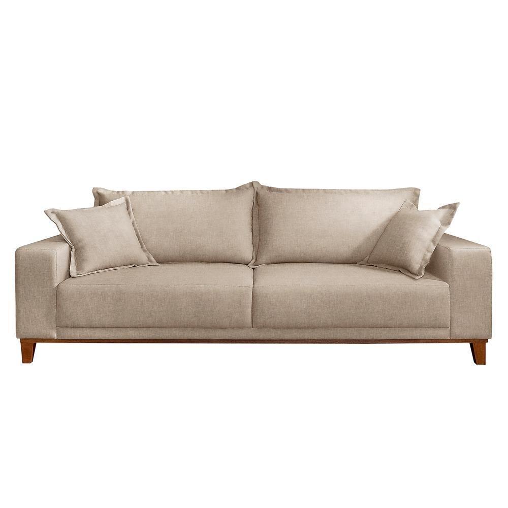 Sofá Fixo Argos 3 Lugares Luxo 1,80 M Castellar Móbile Linho Bege Claro - 1