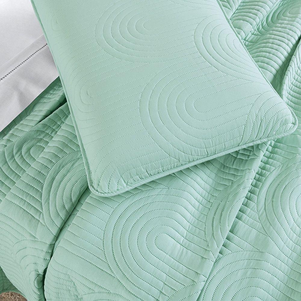 Cobre Leito Arcos 200 Fios Casal Padrão 03 Peças 100% Poliéster - Verde Suave - 3