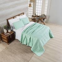 Cobre Leito Arcos 200 Fios Casal Padrão 03 Peças 100% Poliéster - Verde Suave - 2