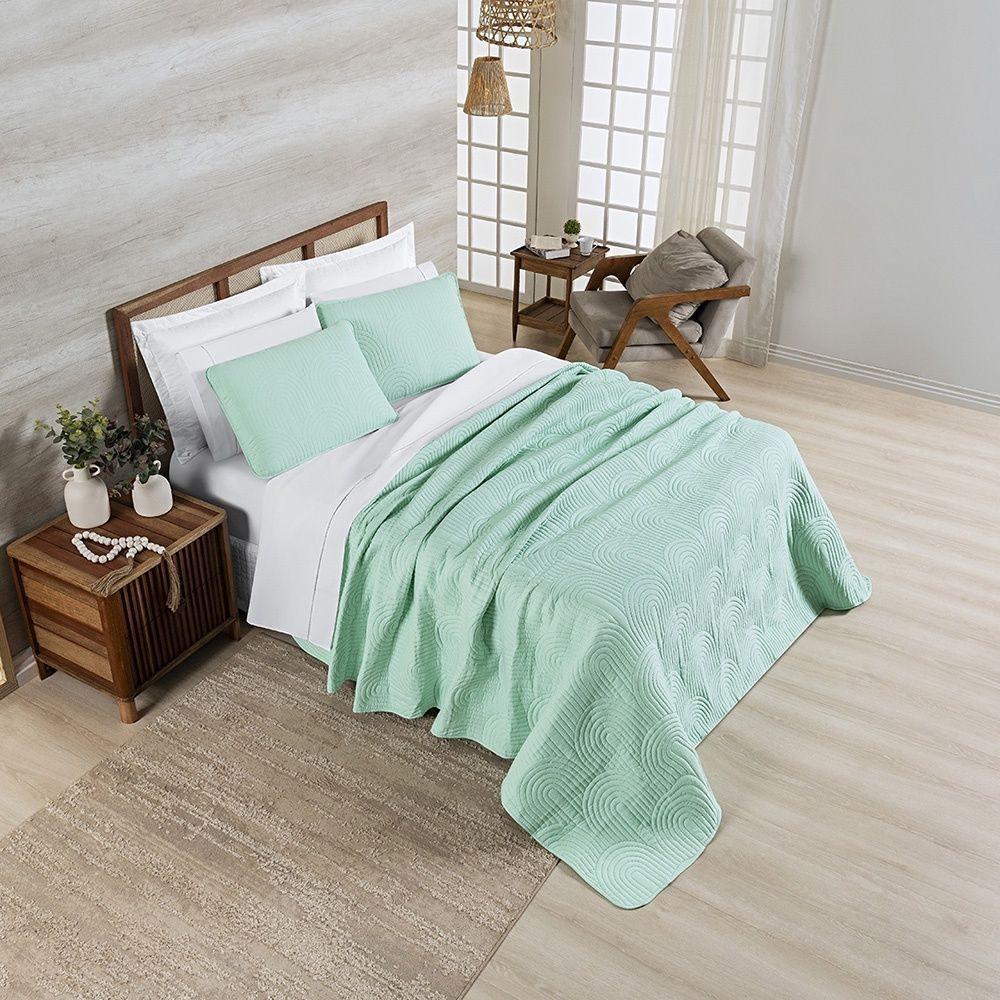 Cobre Leito Arcos 200 Fios King 03 Peças 100% Poliéster - Verde Suave - 2
