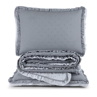 Colcha Alice 200 Fios Queen 03 Peças 100% Poliéster - Cinza