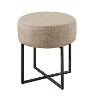 Puff Banqueta Otávio Luxo Base Preta Castellar Móbile Linho Bege - 1