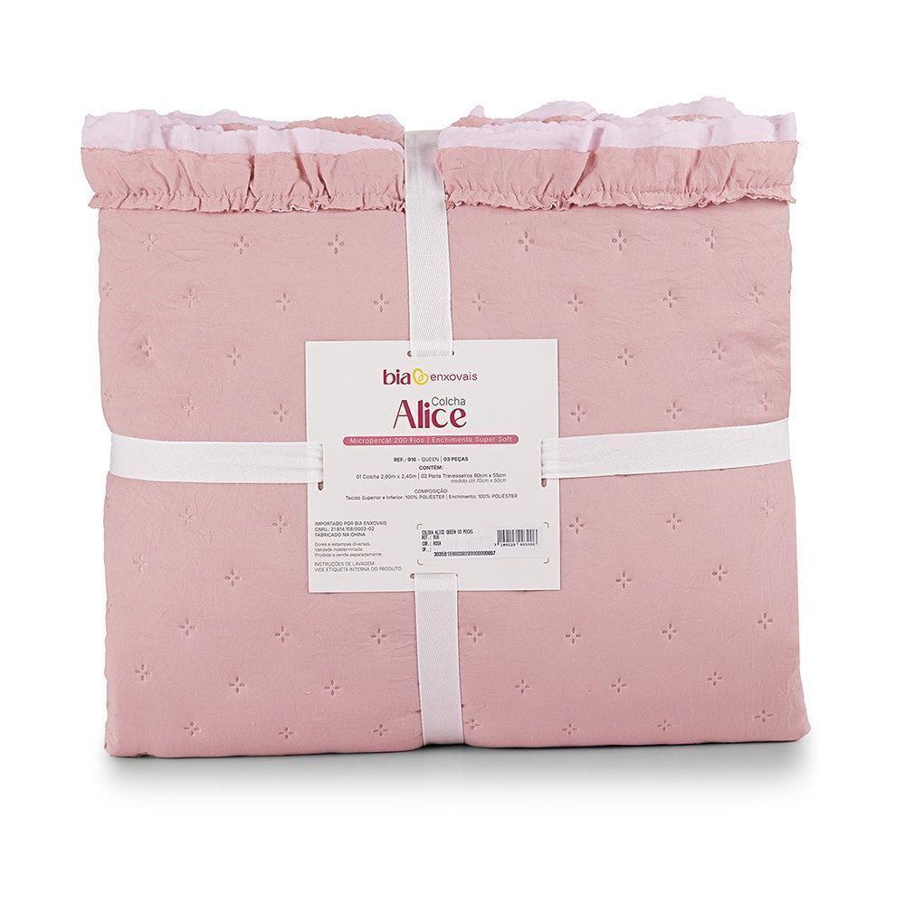 Colcha Alice 200 Fios Queen 03 Peças 100% Poliéster - Rosa - 5