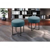 Puff Banqueta Otávio Luxo Base Preta Castellar Móbile Linho Azul - 4