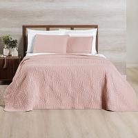 Cobre Leito Arcos 200 Fios King 03 Peças 100% Poliéster - Sal Rosa - 1