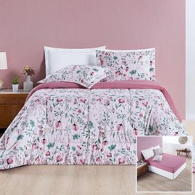 Kit Edredom + Jogo De Cama Avere 200 Fios Queen 06 Peças 100% Poliéster - Bothanica