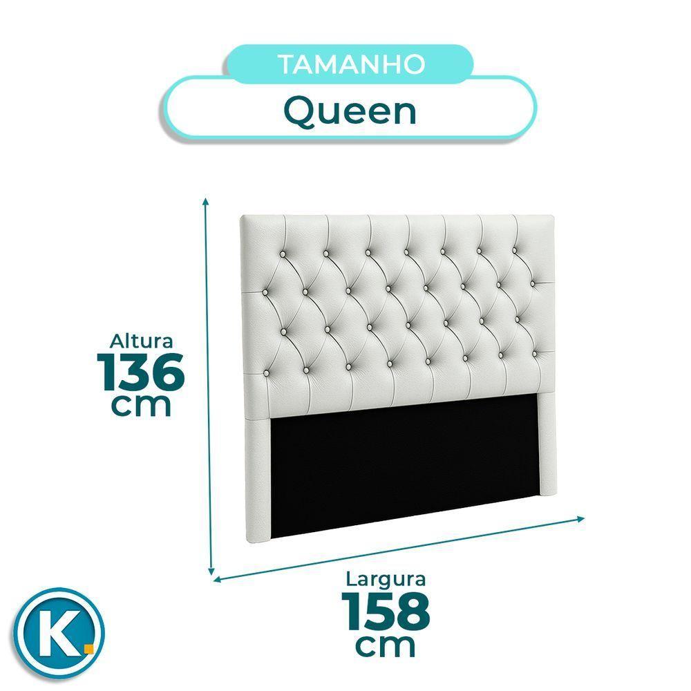 Cabeceira Estofada Queen Luna Nature Material Sintético Branco 158x136 - 5