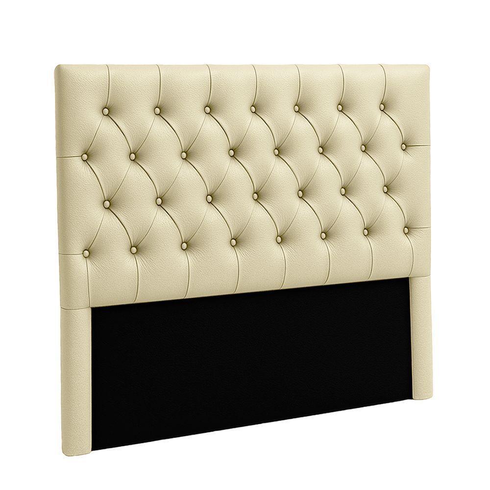 Cabeceira Estofada Queen Luna Nature Material Sintético Begetiza 158x136 - 1