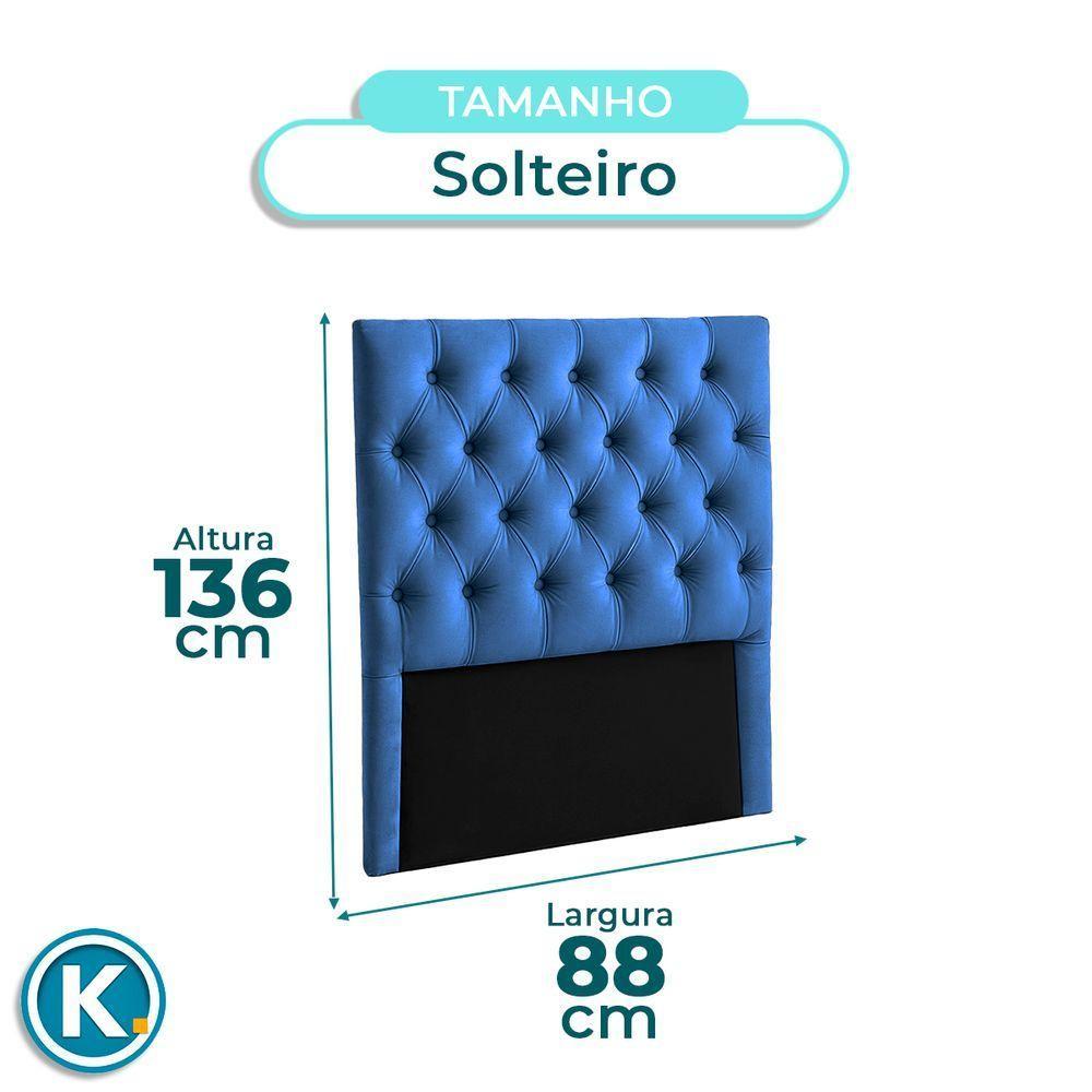 Cabeceira Estofada Solteiro Luna Nature Veludo Azul 88x136 - 5
