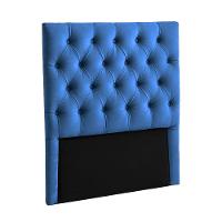 Cabeceira Estofada Solteiro Luna Nature Veludo Azul 88x136 - 1