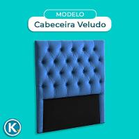 Cabeceira Estofada Solteiro Luna Nature Veludo Azul 88x136 - 2