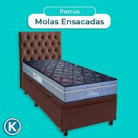 Kit Cabeceira + Cama Box Bau + Colchão Solteiro Molas Ensacadas Petrus Paropas