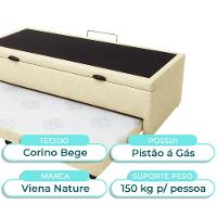 Bicama Com Baú Solteiro Viena Nature Bege 88x188 - 2