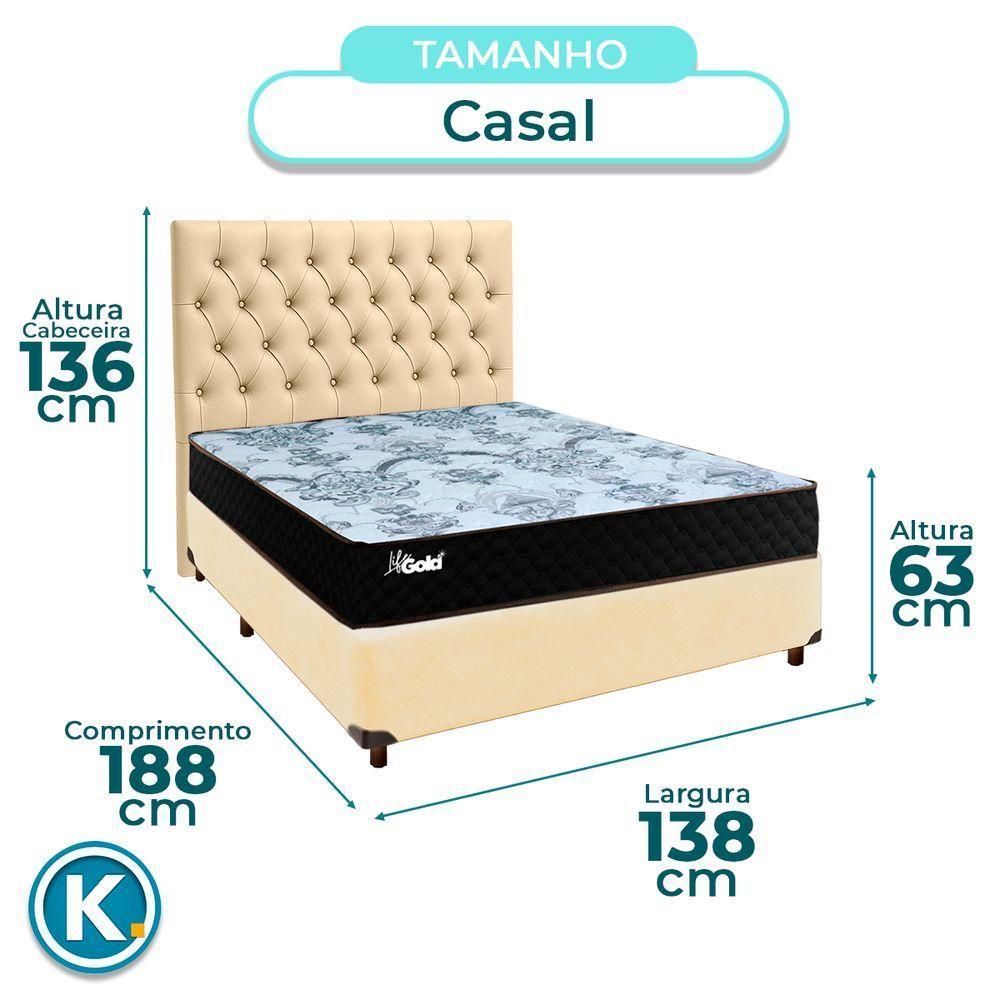 Kit Cama Box + Cabeceira + Colchão Casal Molas Ensacadas - Life Gold - Paropas - 3