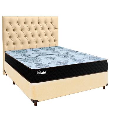 Kit Cama Box + Cabeceira + Colchão Casal Molas Ensacadas - Life Gold - Paropas