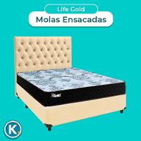 Kit Cama Box + Cabeceira + Colchão Casal Molas Ensacadas - Life Gold - Paropas