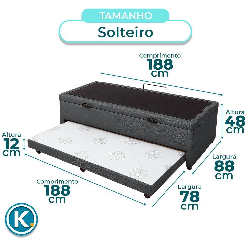 Bicama Com Baú Solteiro Viena Nature Cinza 88x188 - 2