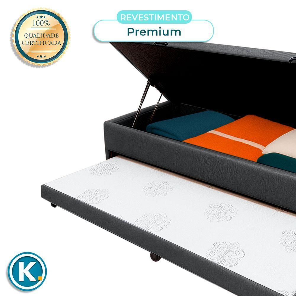 Bicama Com Baú Solteiro Viena Nature Cinza 88x188 - 5