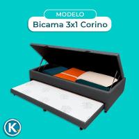 Bicama Com Baú Solteiro Viena Nature Cinza 88x188 - 3