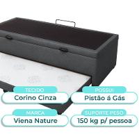 Bicama Com Baú Solteiro Viena Nature Cinza 88x188