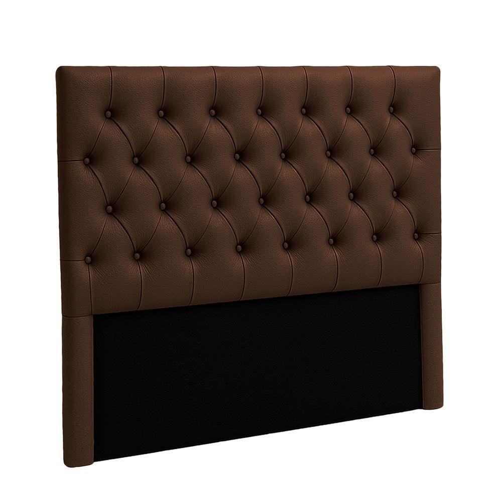 Cabeceira Estofada Queen Luna Nature Material Sintético Marrom 158x136 - 1