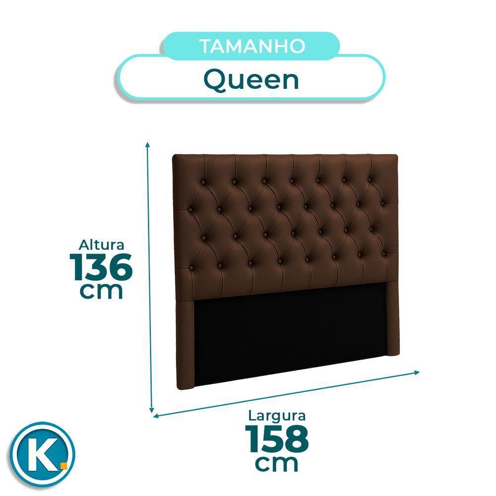 Cabeceira Estofada Queen Luna Nature Material Sintético Marrom 158x136 - 2