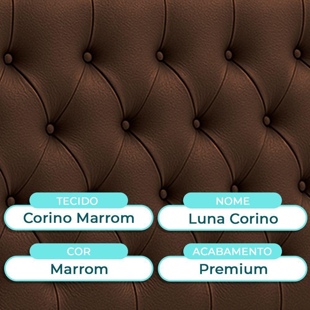 Cabeceira Estofada Queen Luna Nature Material Sintético Marrom 158x136 - 4