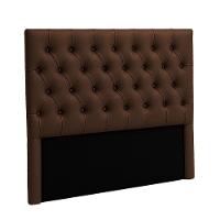 Cabeceira Estofada Queen Luna Nature Material Sintético Marrom 158x136 - 1
