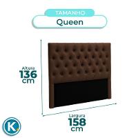 Cabeceira Estofada Queen Luna Nature Material Sintético Marrom 158x136 - 2