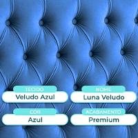 Cabeceira Estofada King Luna Nature Veludo Azul 193x136