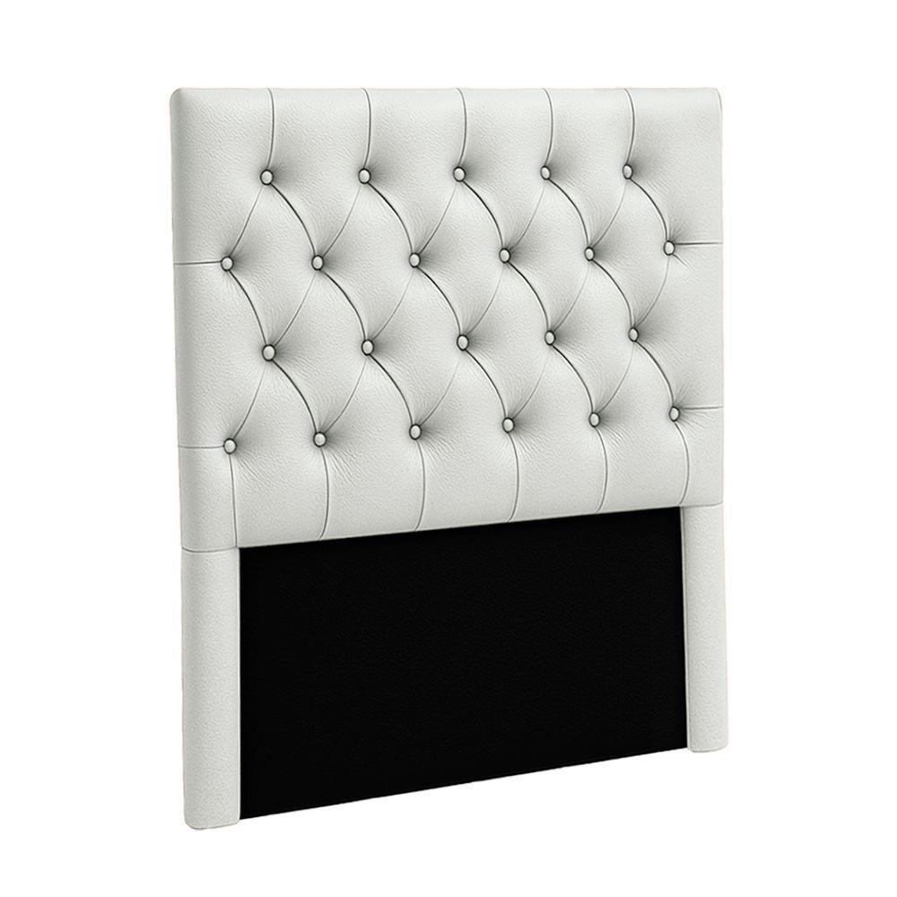 Cabeceira Estofada Solteiro Luna Nature Material Sintético Branco 88x136 - 1