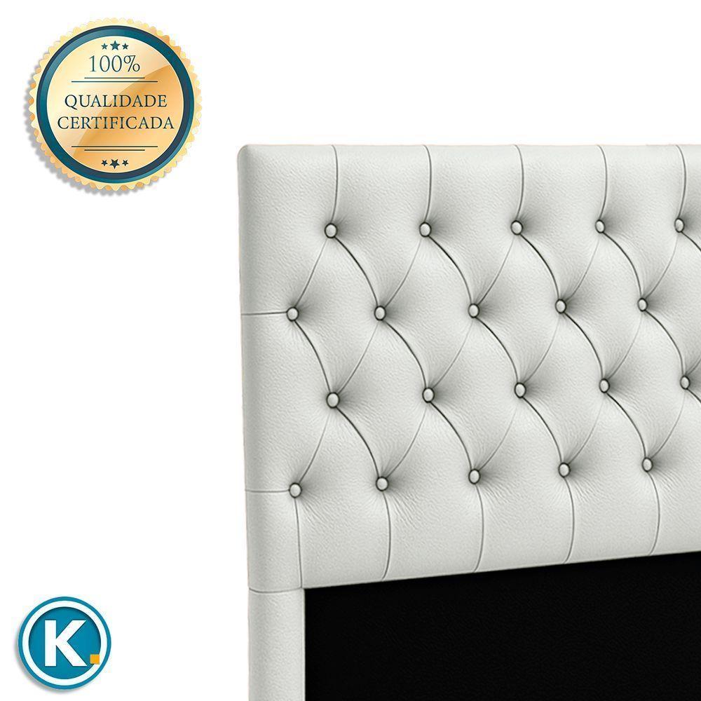 Cabeceira Estofada Solteiro Luna Nature Material Sintético Branco 88x136 - 2