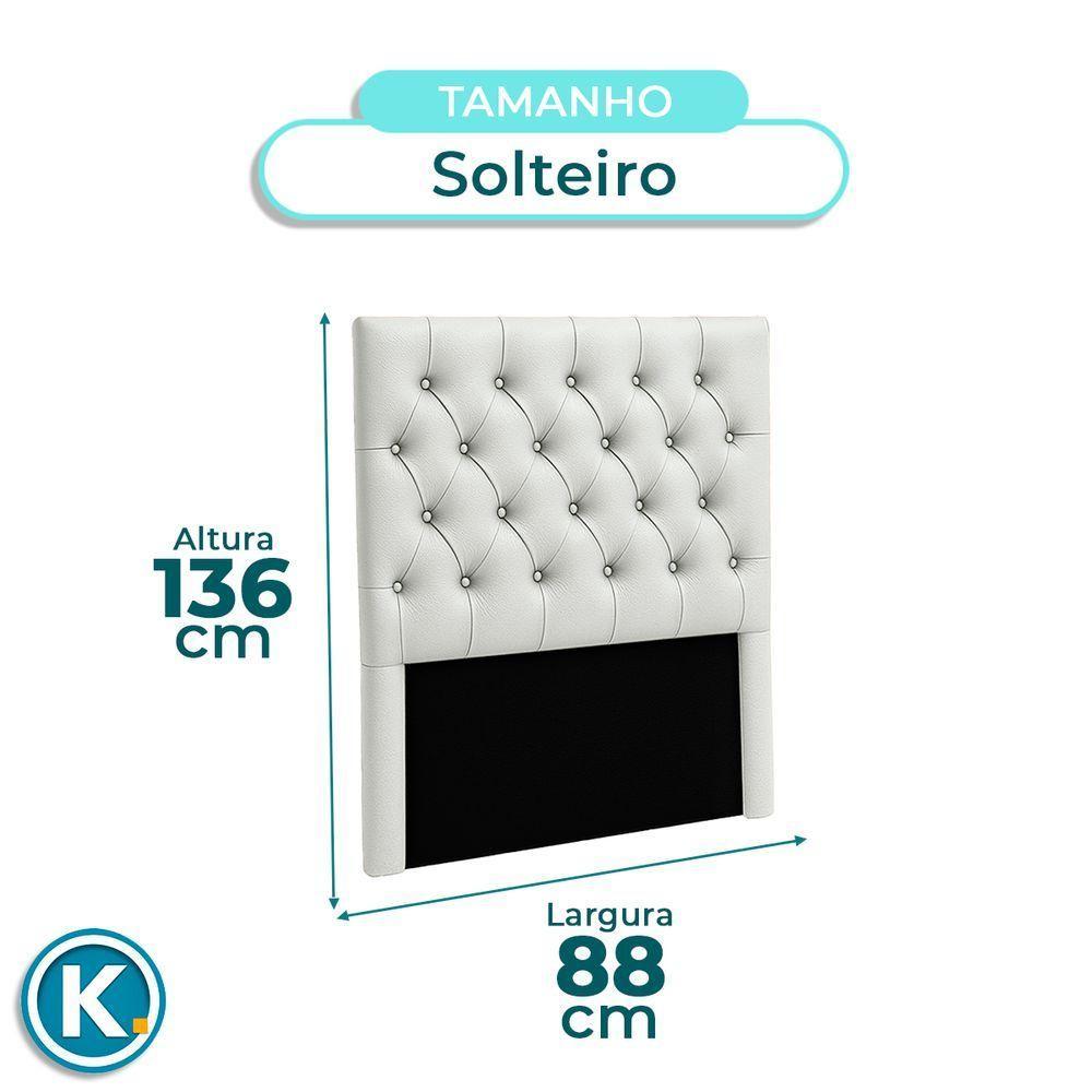 Cabeceira Estofada Solteiro Luna Nature Material Sintético Branco 88x136 - 3