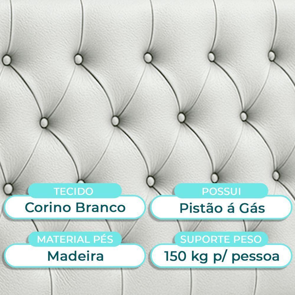 Cabeceira Estofada Solteiro Luna Nature Material Sintético Branco 88x136 - 4
