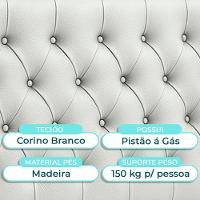 Cabeceira Estofada Solteiro Luna Nature Material Sintético Branco 88x136