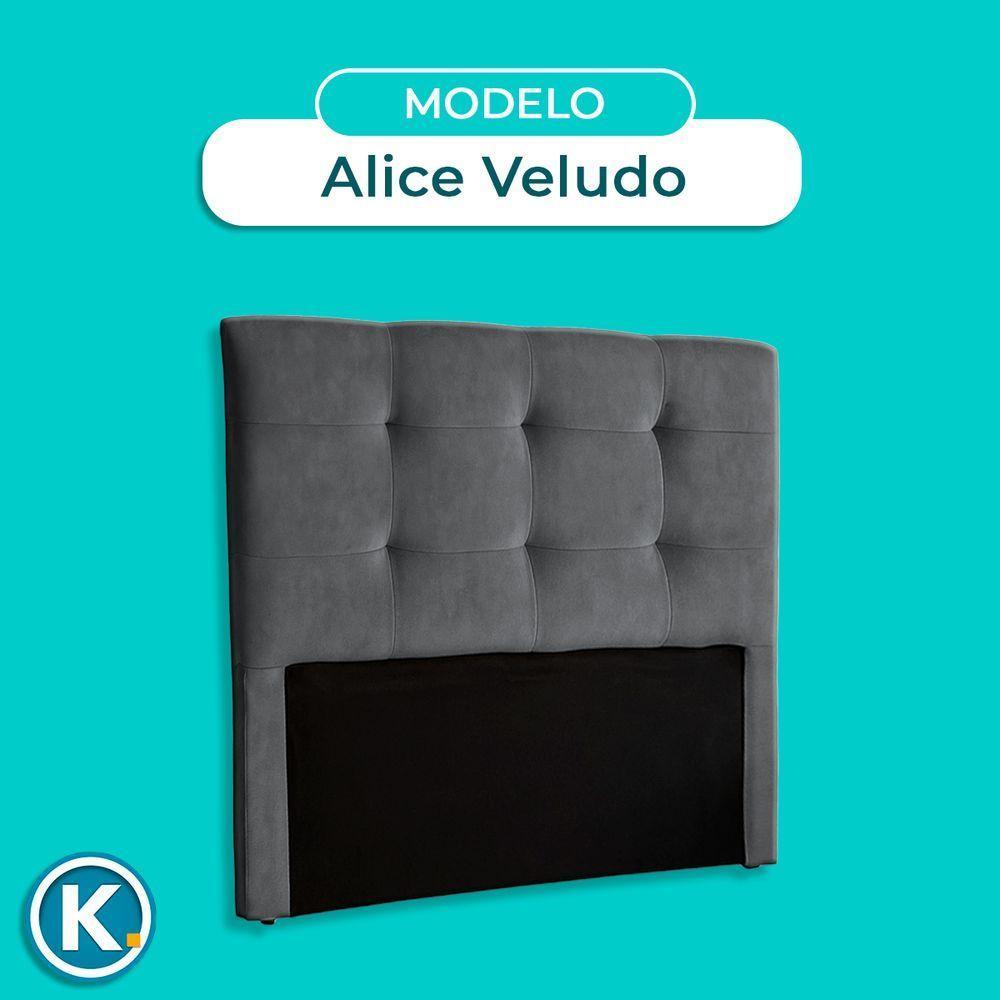 Cabeceira Estofada Queen Alice Nature Veludo Grafite 158x136 - 5