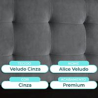 Cabeceira Estofada Queen Alice Nature Veludo Grafite 158x136 - 2