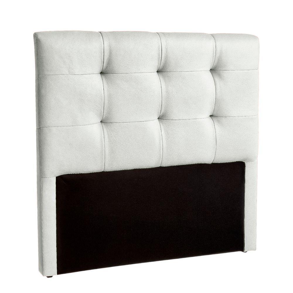 Cabeceira Estofada Queen Alice Nature Material Sintético Branco 158x136 - 1