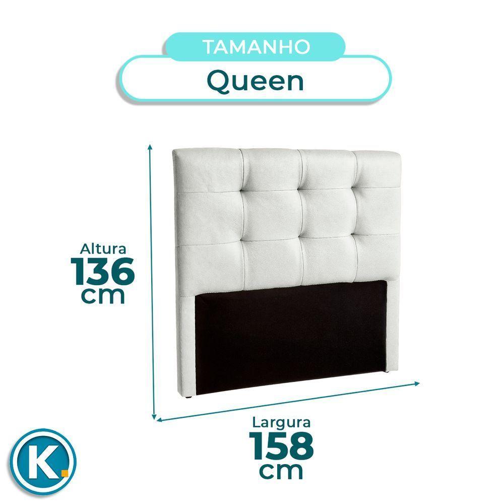 Cabeceira Estofada Queen Alice Nature Material Sintético Branco 158x136 - 4