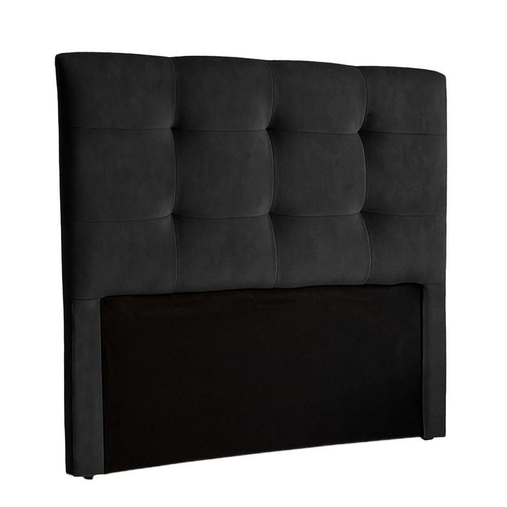 Cabeceira Estofada Queen Alice Nature Veludo Preto 158x136 - 1