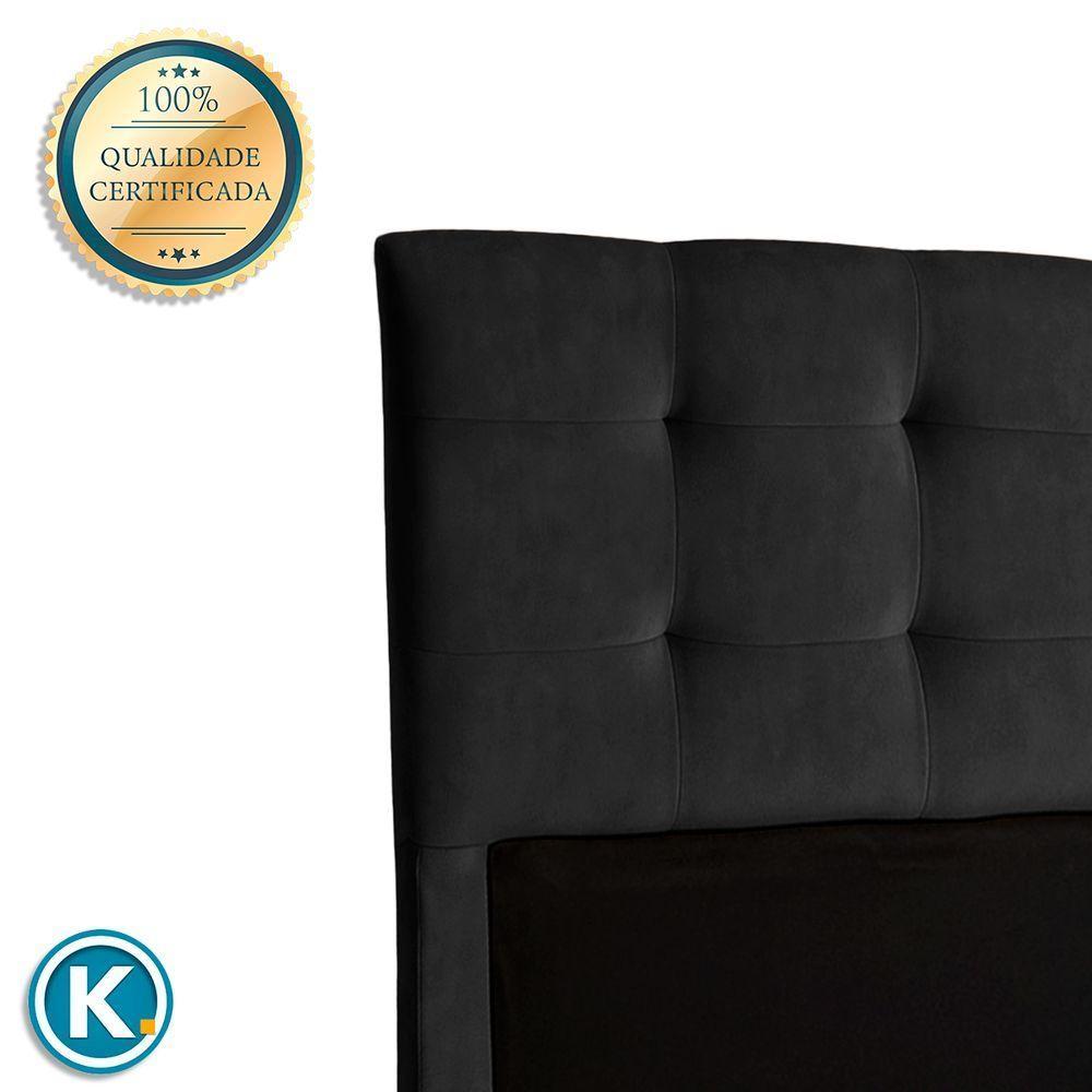 Cabeceira Estofada Queen Alice Nature Veludo Preto 158x136 - 3