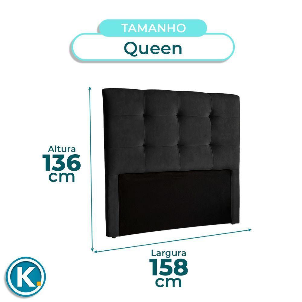 Cabeceira Estofada Queen Alice Nature Veludo Preto 158x136 - 4