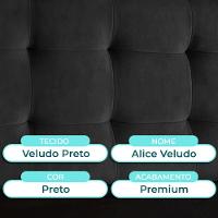 Cabeceira Estofada Queen Alice Nature Veludo Preto 158x136 - 2