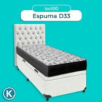 Kit Cabeceira + Cama Box Bau + Colchão Solteiro D33 Iso100 Ortobom